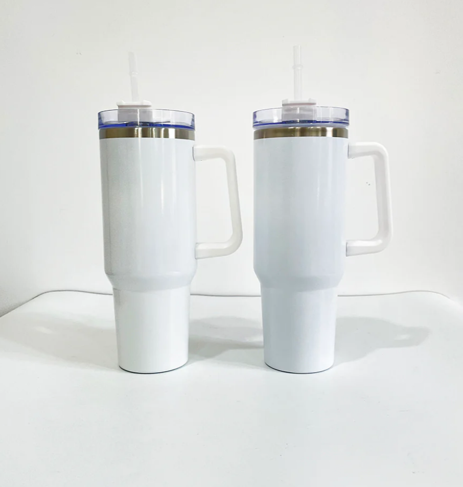 60pcs 40oz Blank Sublimation Christmas Tumblers Glossy Adventure Quencher vacuum metal cup stainless travel mug stanleys 40oz insulated handle tumbler with lids and straw