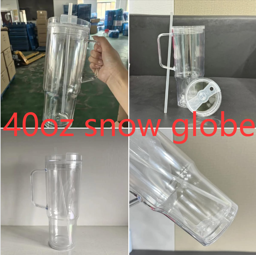 40oz double walled snow globe plastic bottles with hole and plug-20pcs