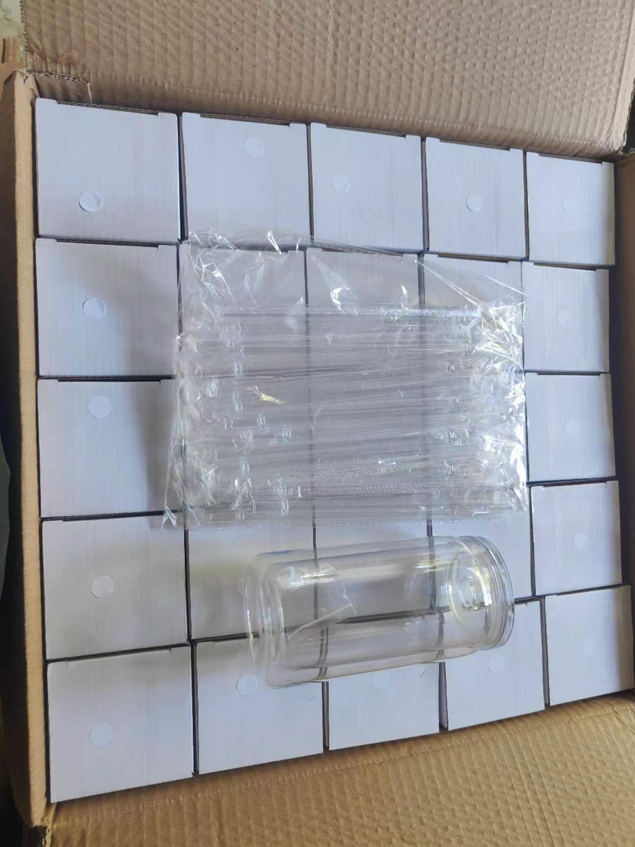 150pcs 16oz sublimation glass can & 100pcs 16oz plastic snow globe