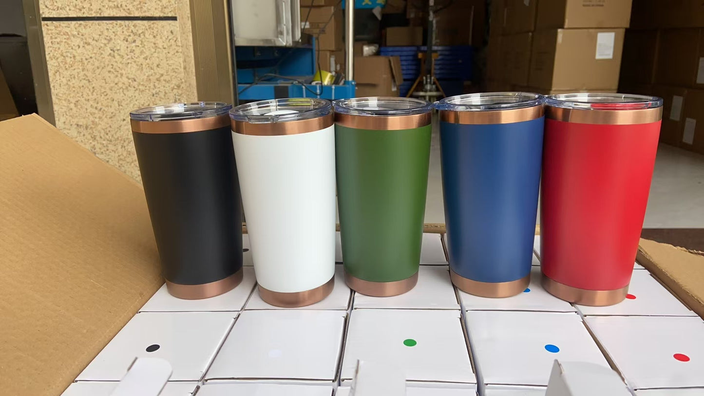 20oz Copper Powder Coat Coffee Mugs with Magnetic Slide Lids For Laser Engraving-25pcs