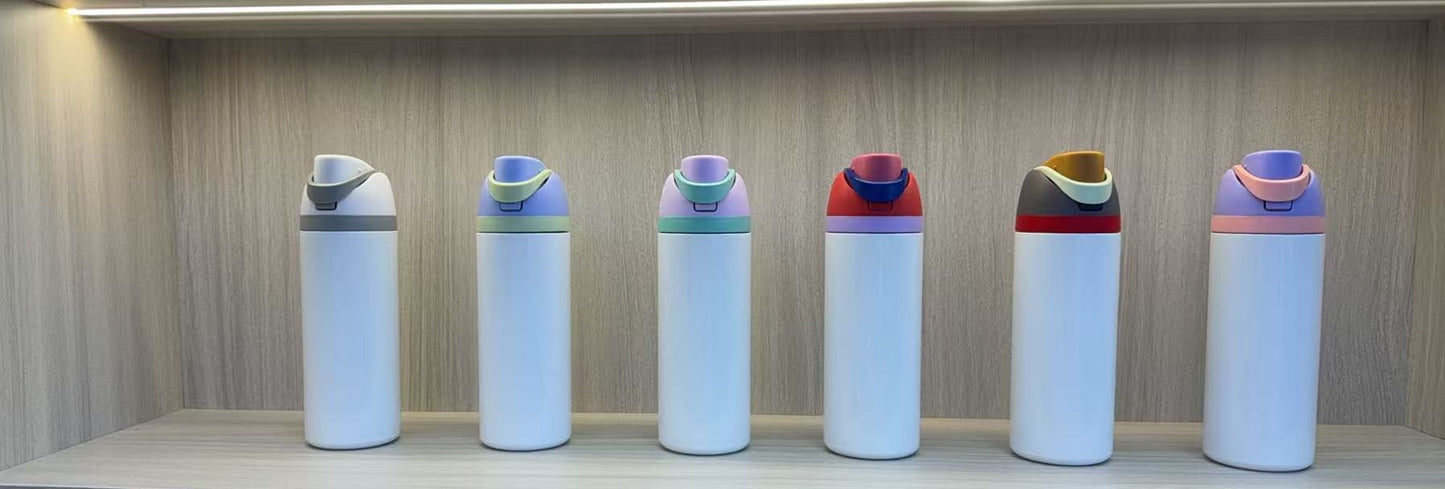 25pcs 24oz Sublimation Flip Straw Lid Insulated Stainless Steel Sports Owala Style War Bottle & 25pcs 16oz sublimation Christmas satinless cans & 30pcs lids