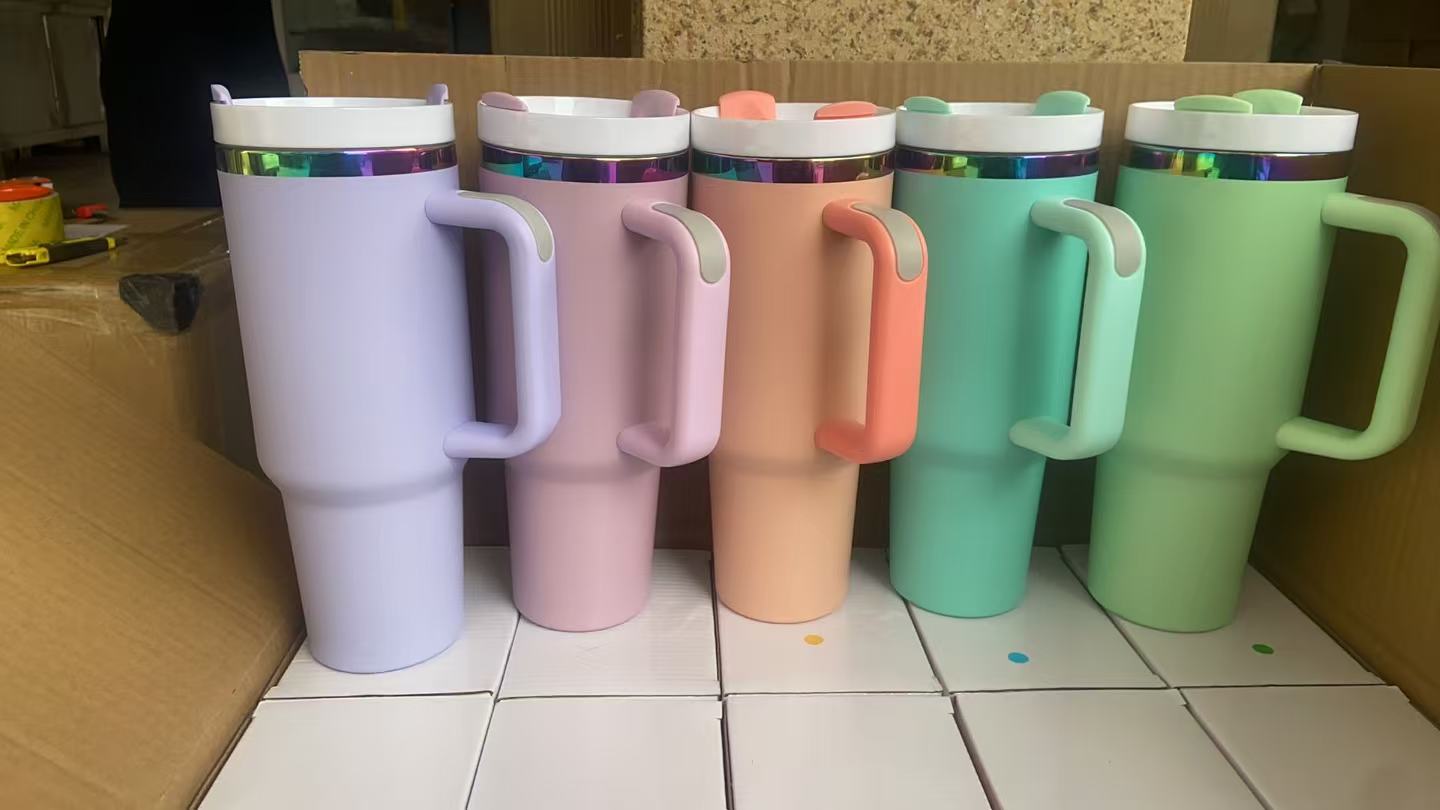RTS USA_40oz Flamingo style Powder Coated Quencher Tumblers-20pcs
