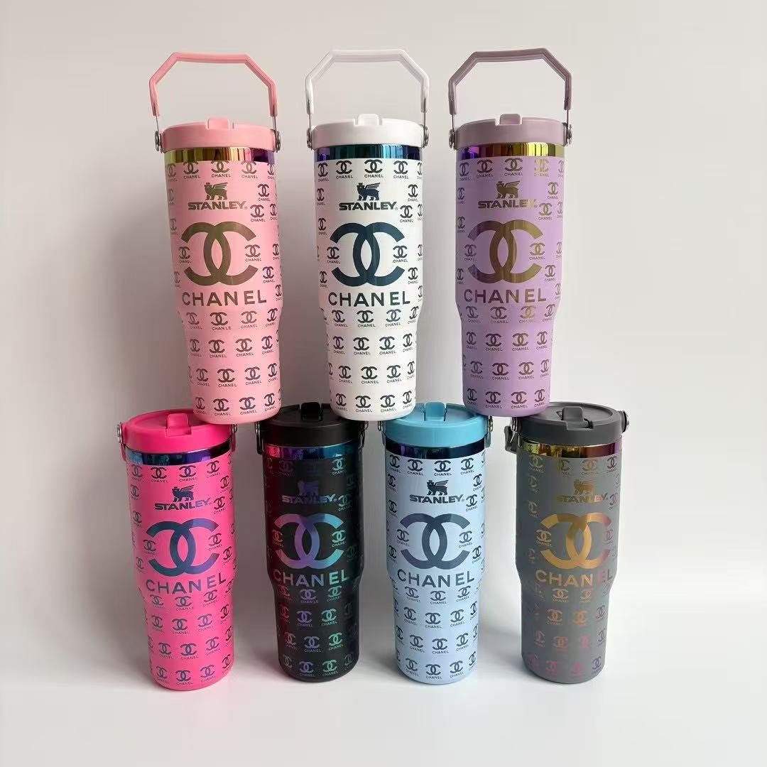 30oz Laser Engraved Flip Straw Stainless Steel Tumblers-25pcs