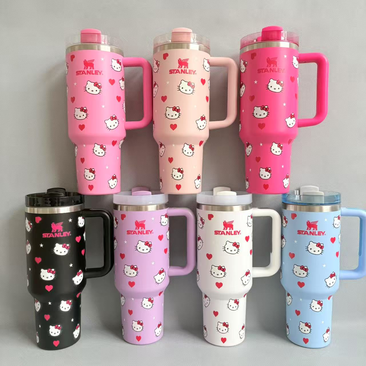40oz Cute Cartoon Hello K*tty Print Stanley Cups -20pcs