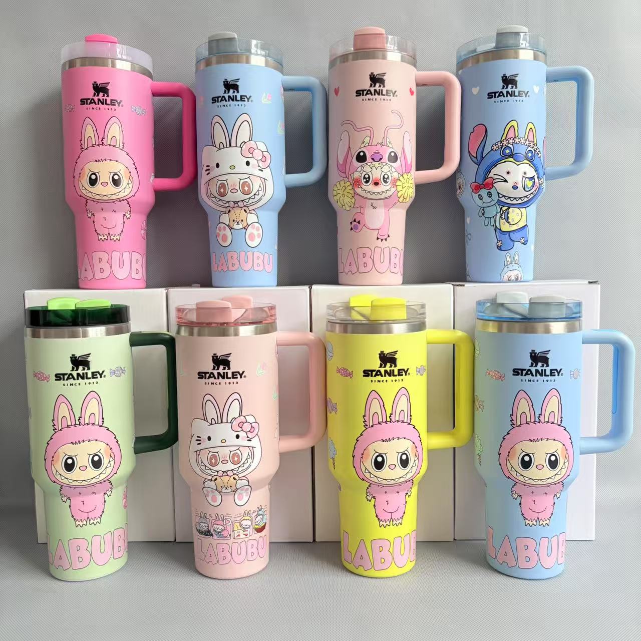 40oz Cute Labubu Cartoon Print Stanley Cups -20pcs