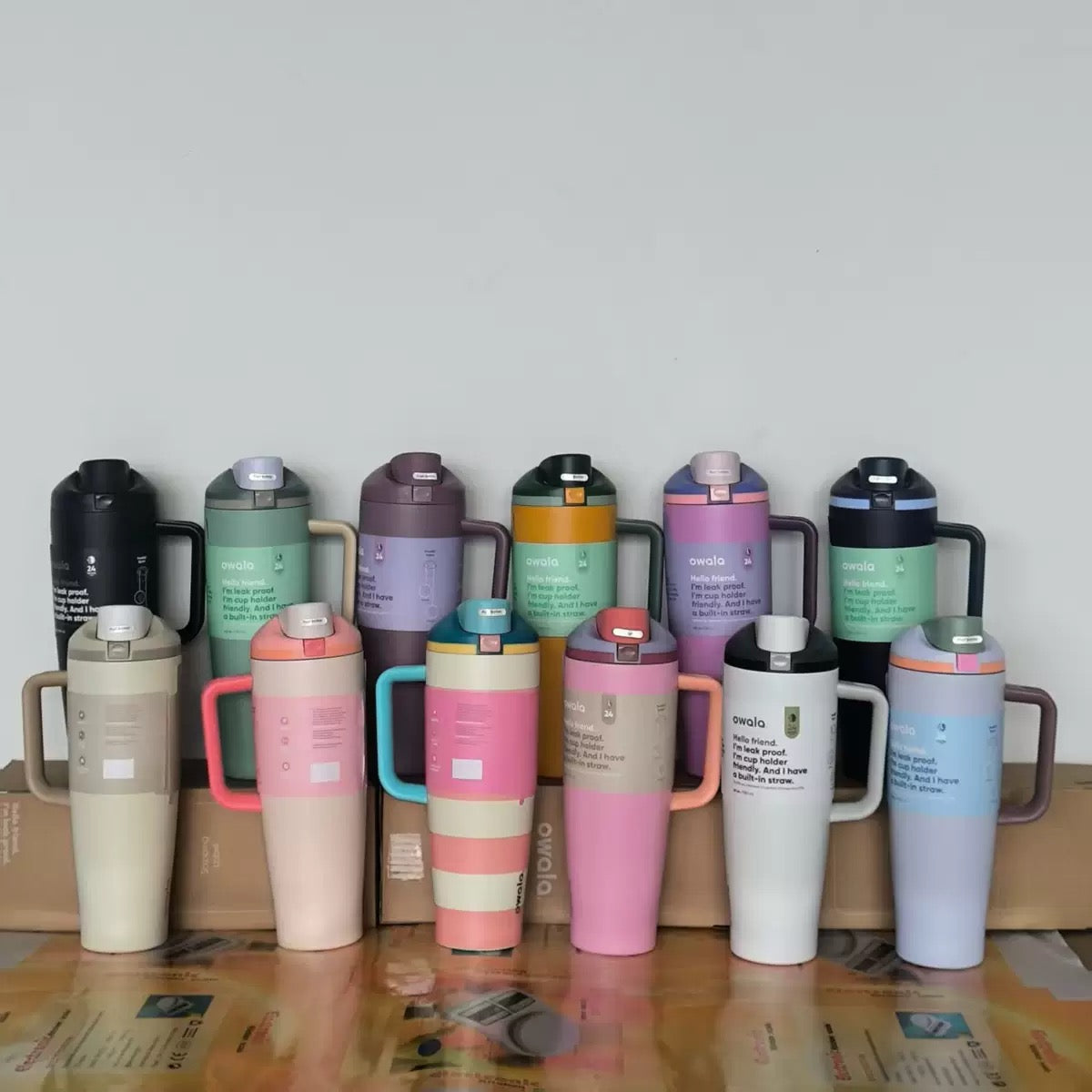 40oz Owala-Style Stainless Steel Tumblers with Handles -25pcs