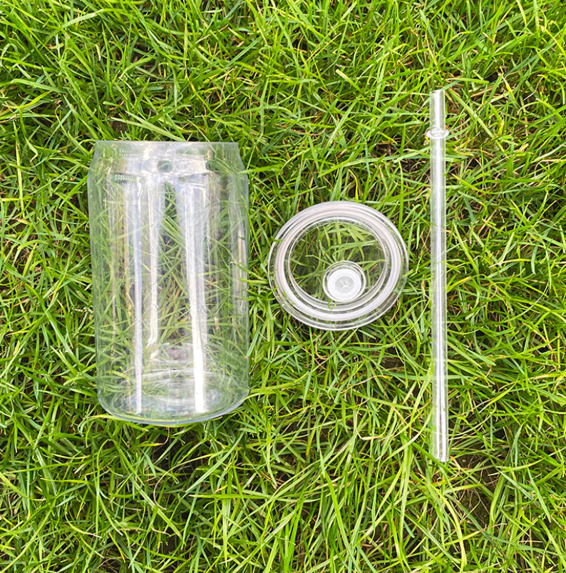 100pcs 16oz clear acrylic libbey plastic can & 25pcs sublimation stainless cans with straw