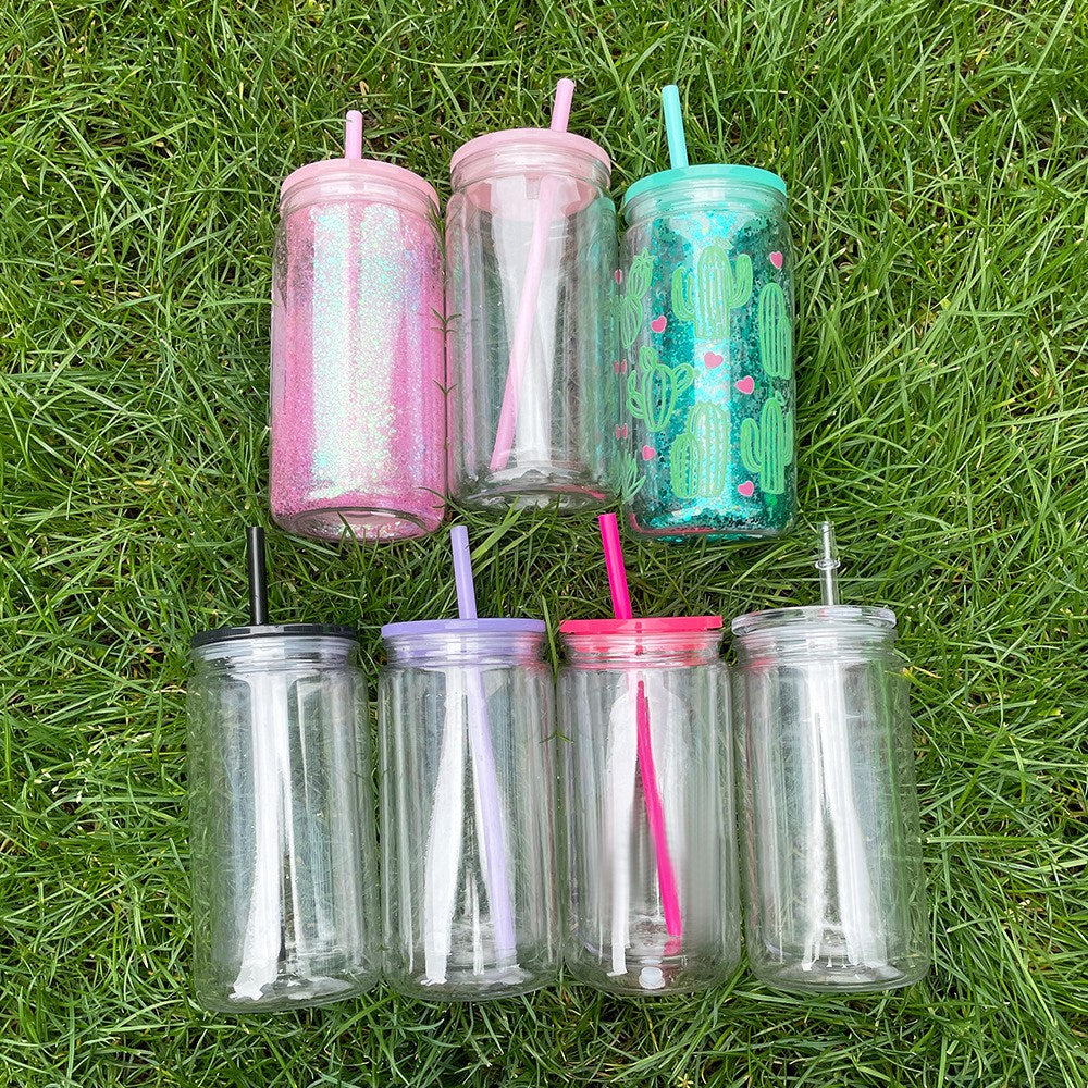 150pcs 16oz sublimation glass can & 100pcs 16oz plastic snow globe