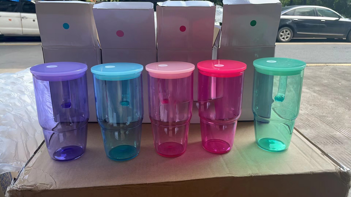 20oz Sublimation Clear/Frosted Colored Glass Mug with Handle Free Shipping -20PCS