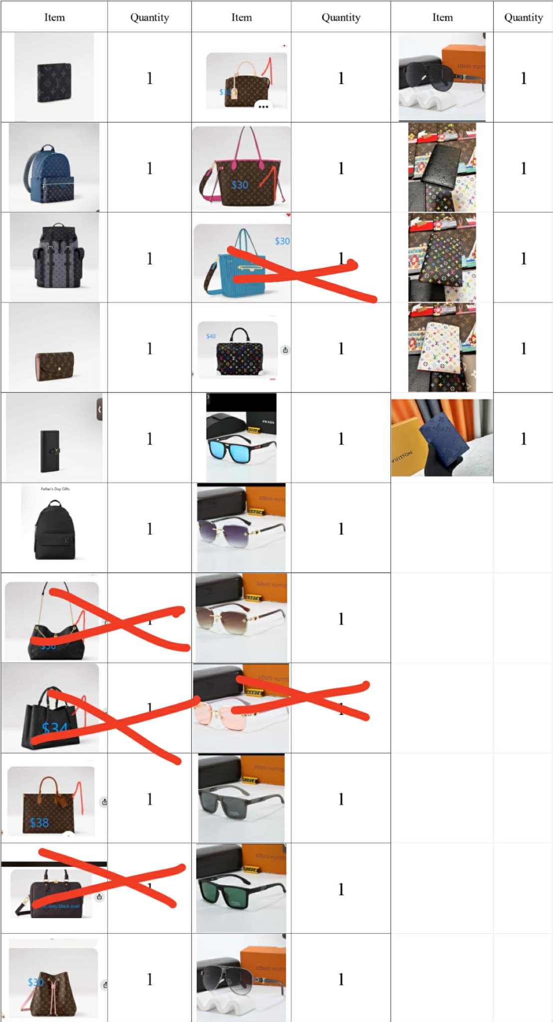 15pcs bags & 7pcs glasses by sea