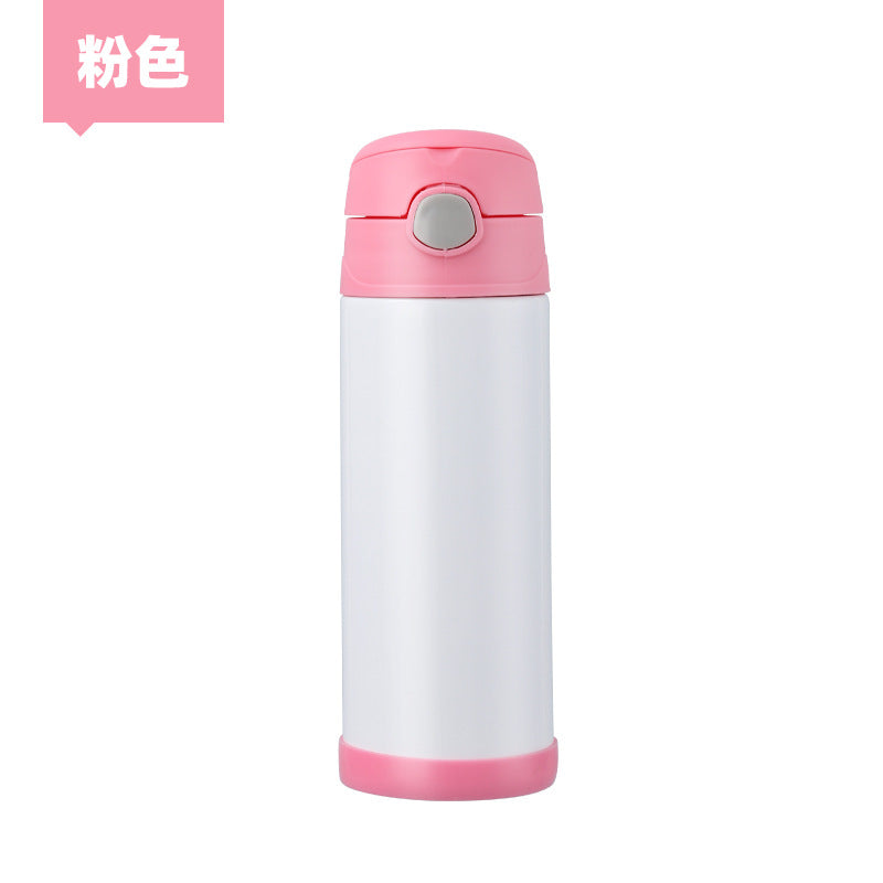 12oz double wall stainless steel sublimation kids flip top tumbler water bottle straight-50pcs