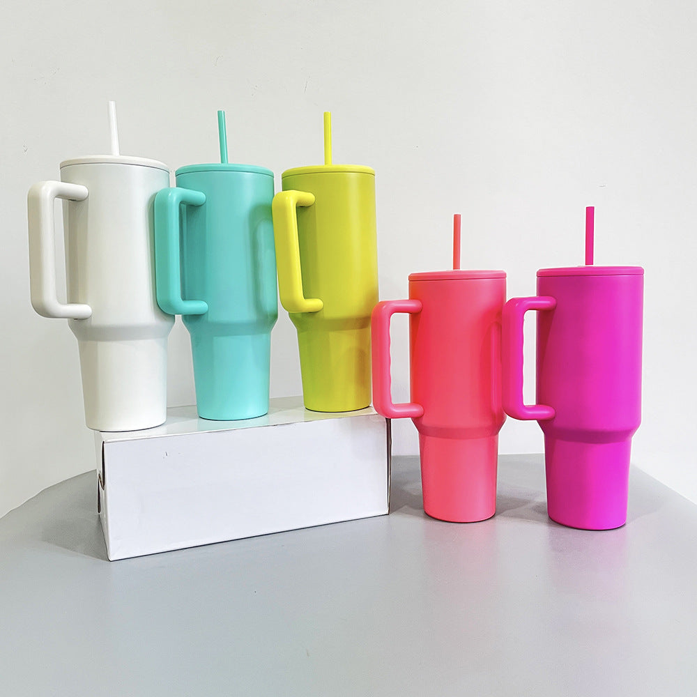 100pcs 40oz Sublimation Matte Adventure Quencher Reusable Insulated Stainless Steel Tumbler with Sealed Lids Handle and Straw