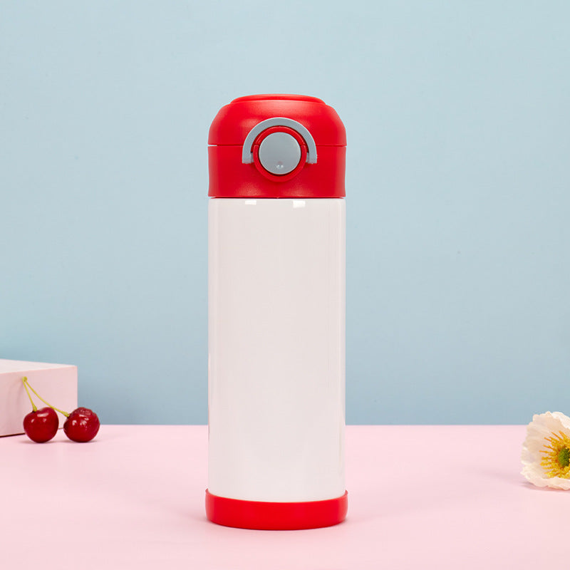 12oz double wall stainless steel sublimation kids flip top tumbler water bottle straight-50pcs