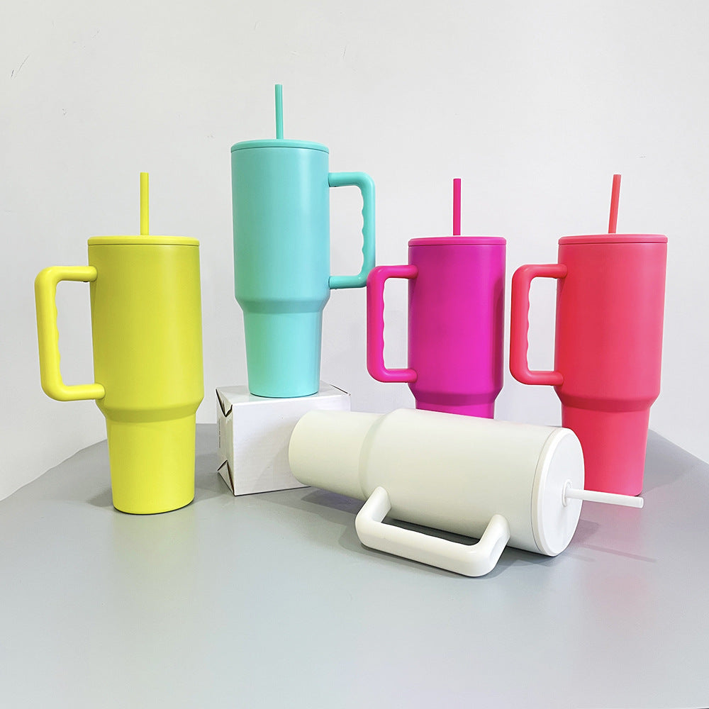 100pcs 40oz Sublimation Matte Adventure Quencher Reusable Insulated Stainless Steel Tumbler with Sealed Lids Handle and Straw