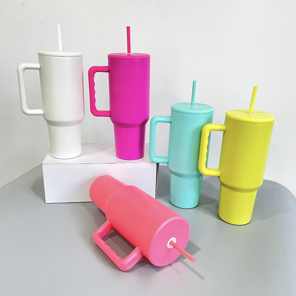 100pcs 40oz Sublimation Matte Adventure Quencher Reusable Insulated Stainless Steel Tumbler with Sealed Lids Handle and Straw