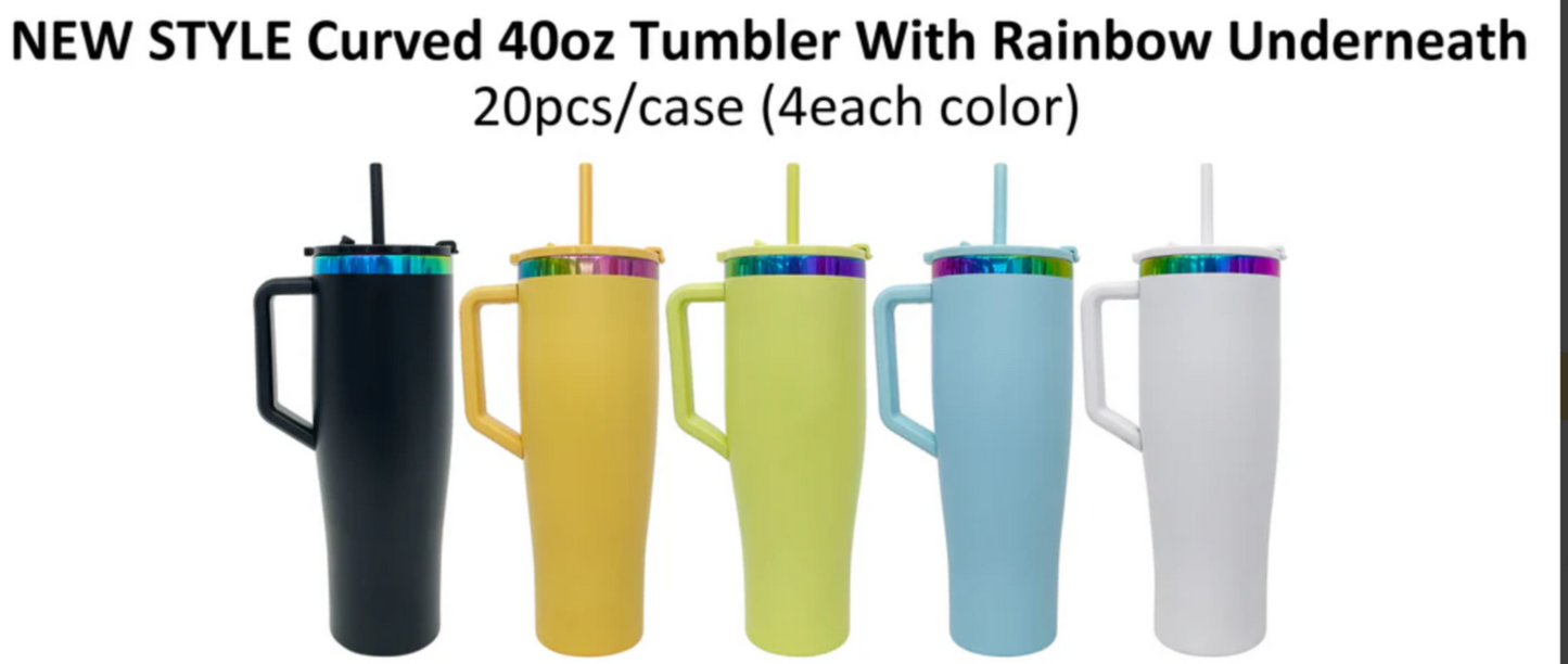 BruMate Style 40oz Curved Shape Rainbow Underneath Handle Tumbler 20pcs For Laser Engraving-20pcs