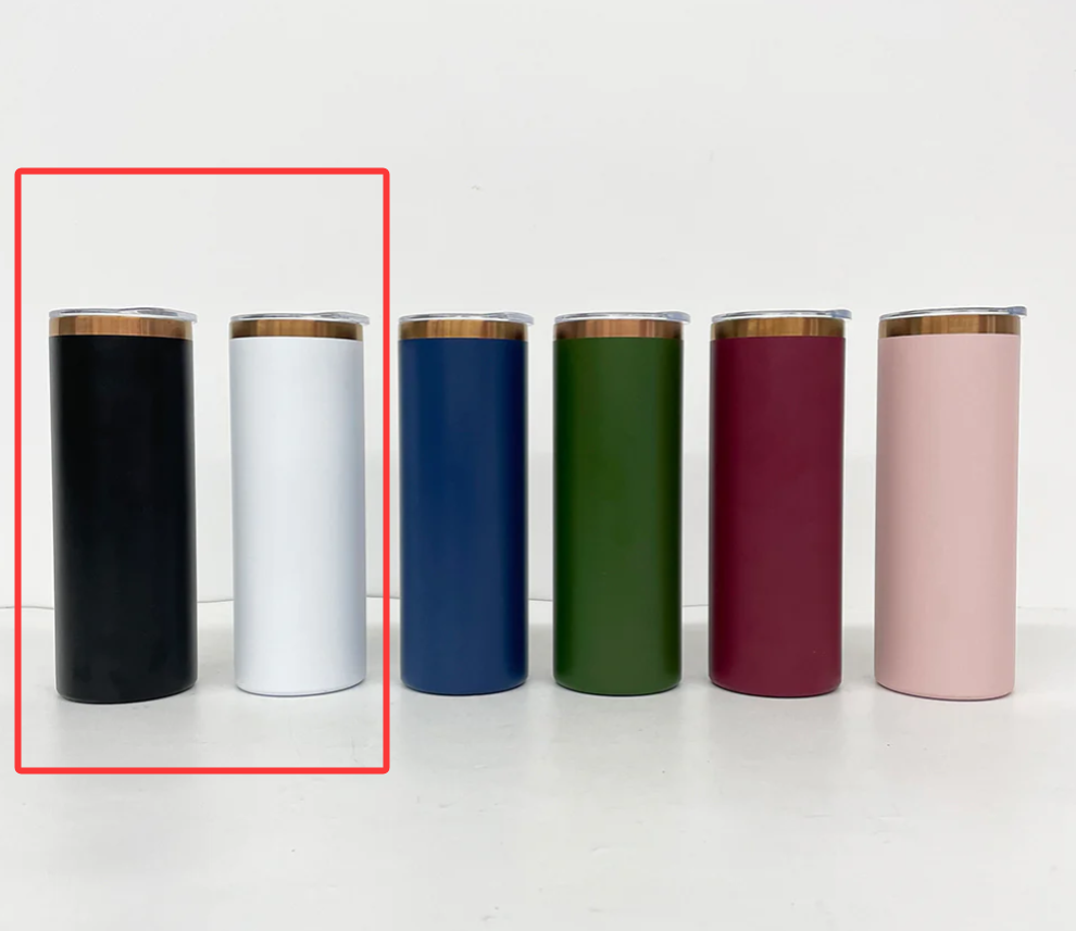 20oz Brushed Copper Plate Powder Coat Straight Skinny Tumblers for Laser Engraving-25pcs