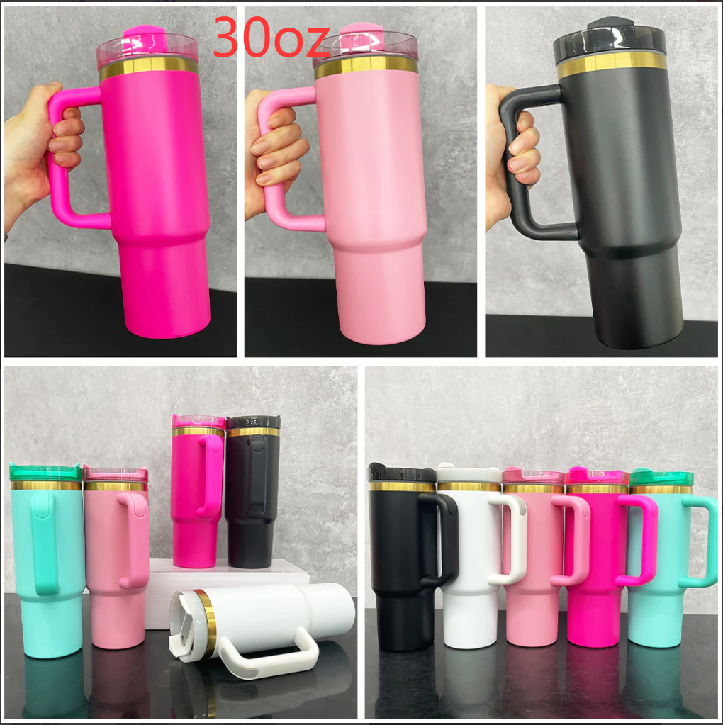 30oz Gold underneath Powder Coat Travel Tumblers for laser engraving-20pcs