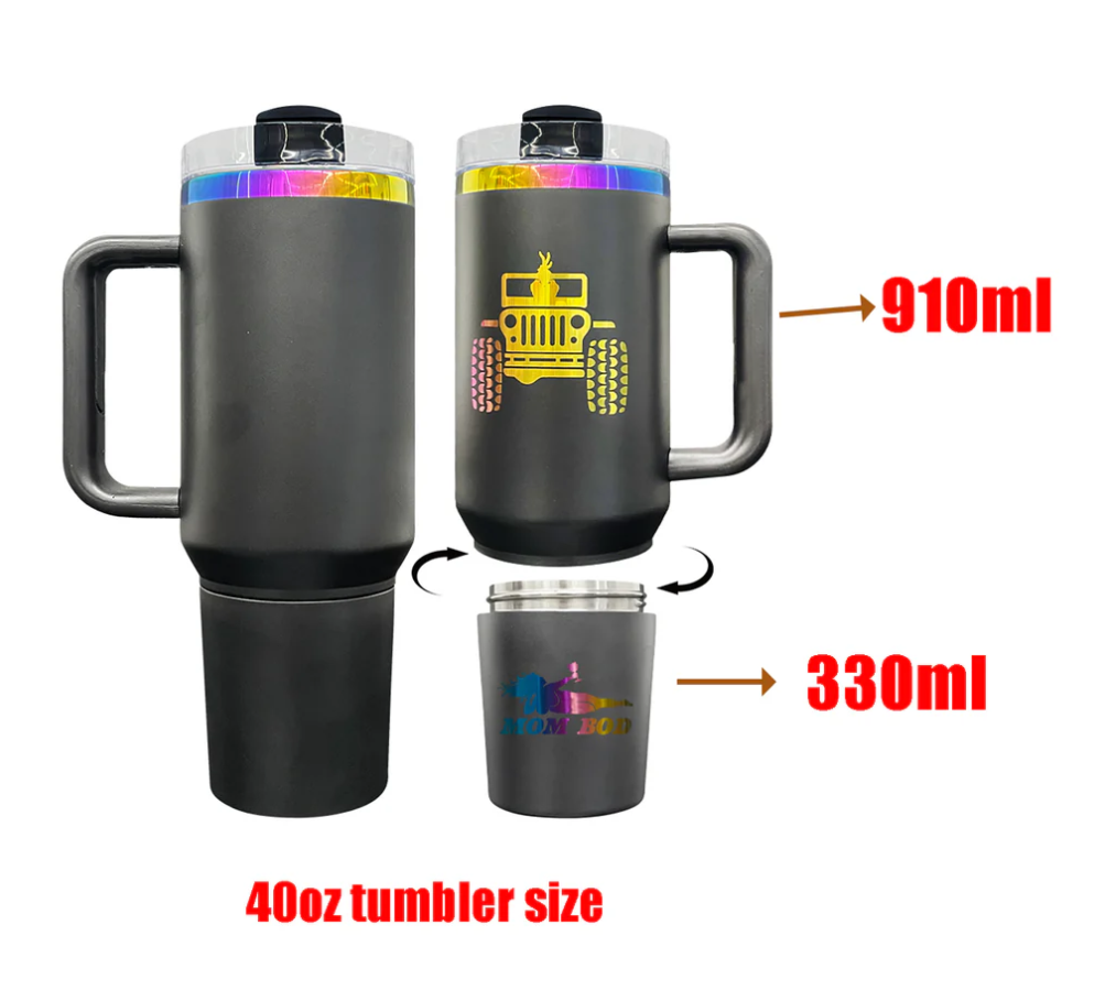 40oz 2 in 1 Sublimation Quencher Tumbler with Snack Storage Compartment-20pcs