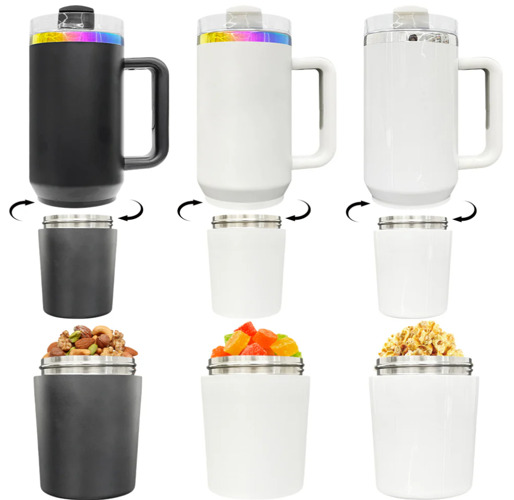 USA RTS 40oz 2 in 1 sublimation tumbler with snack storage compartment-20pcs