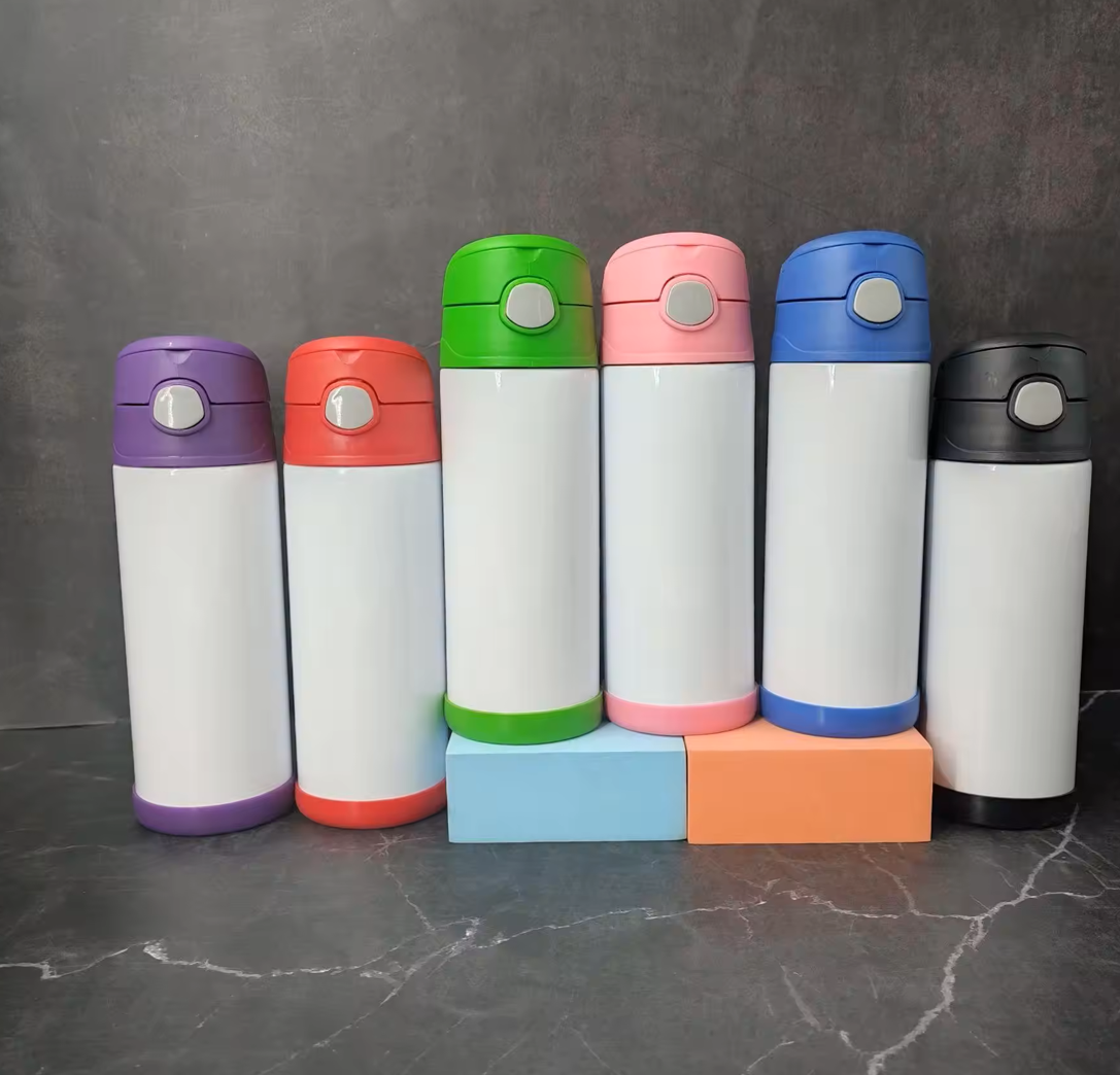 12oz double wall stainless steel sublimation kids flip top tumbler water bottle straight-50pcs