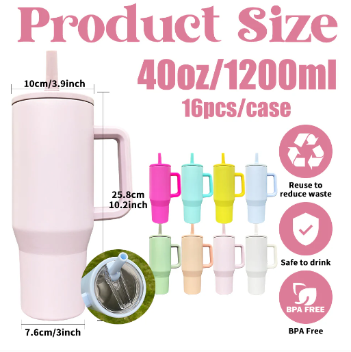 RTS USA Warehouse 40oz macaron colored blank sublimation flip straw tumblers with leak proof lids
