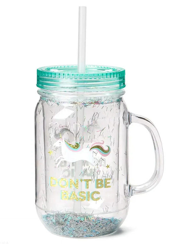 USA RTS 20oz Snow Globe Double Walled Plastic Mason Jars with Handle -25pcs