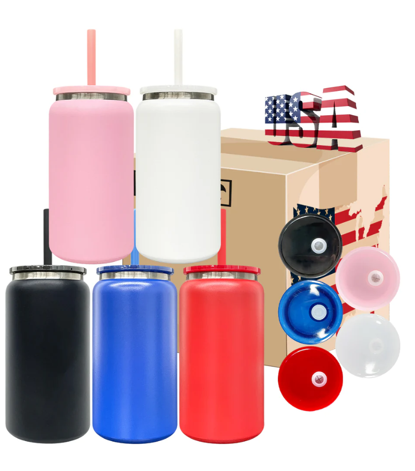 16oz🖤Black Underneath Laser Engraving Stainless Steel Can Tumblers Metal Beer Cans-25pcs