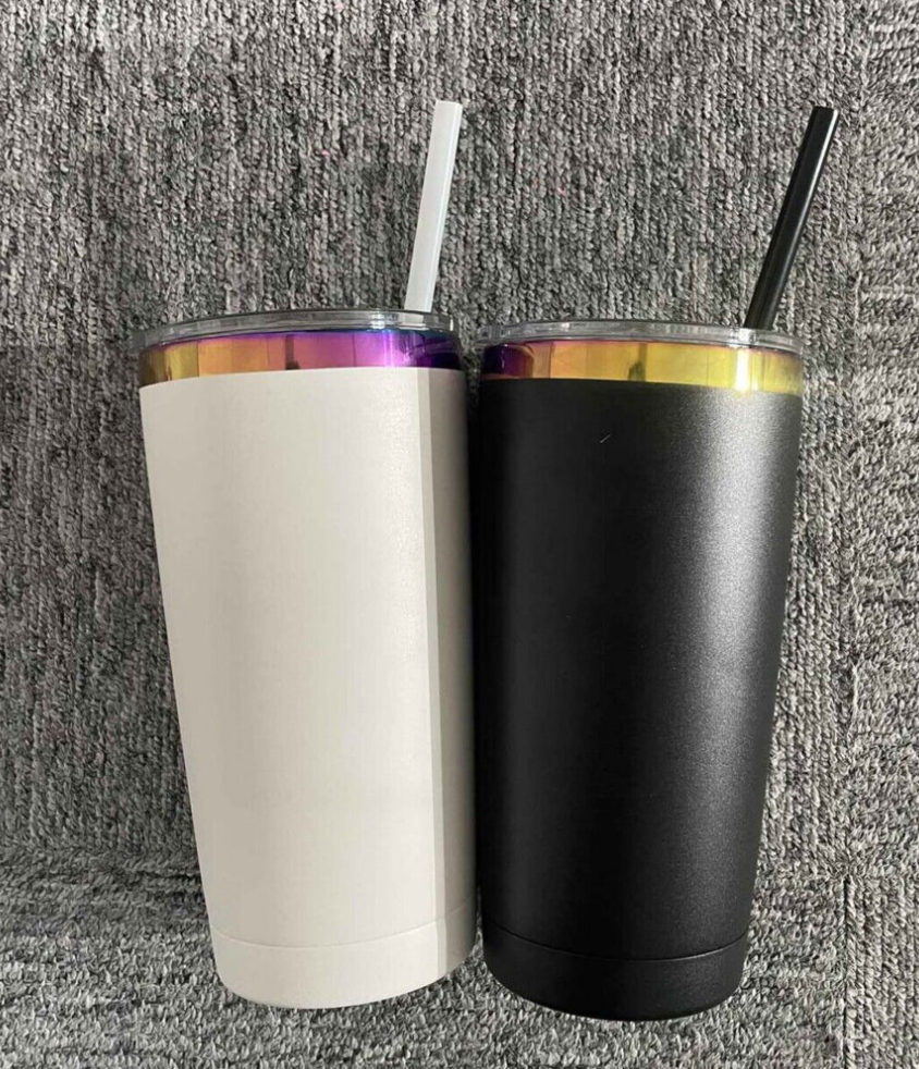 USA RTS 20oz Rainbow Plated Power Coted Regular Tumbler For Laser Engraving-25PCS
