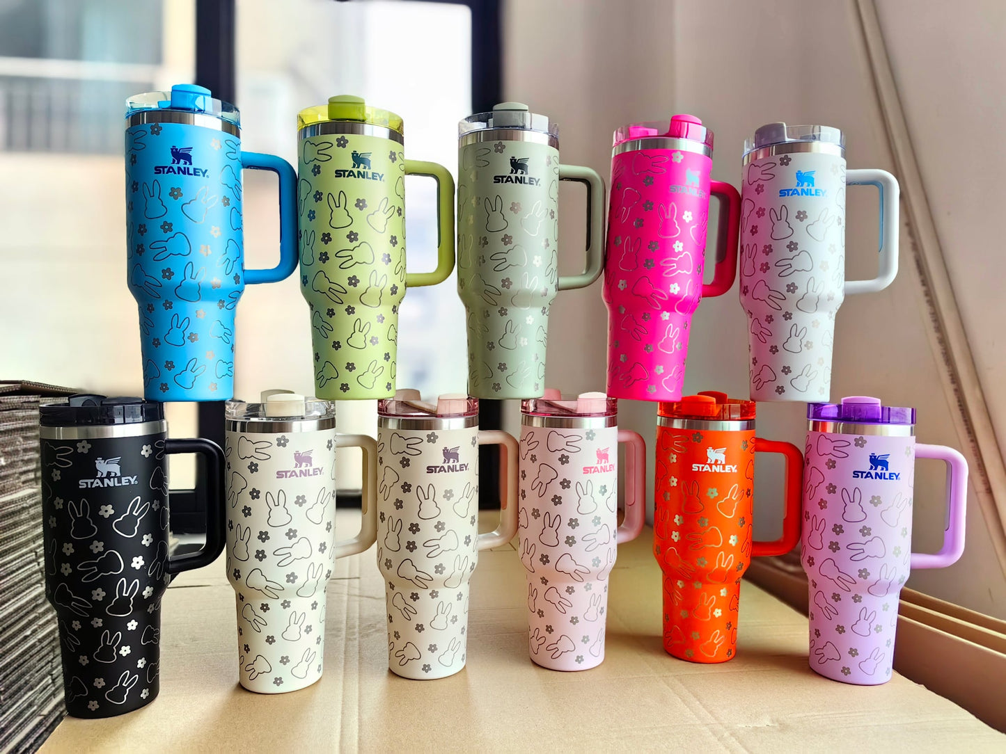 40oz Cute Easter Cartoon Print Stanley Cups -20pcs