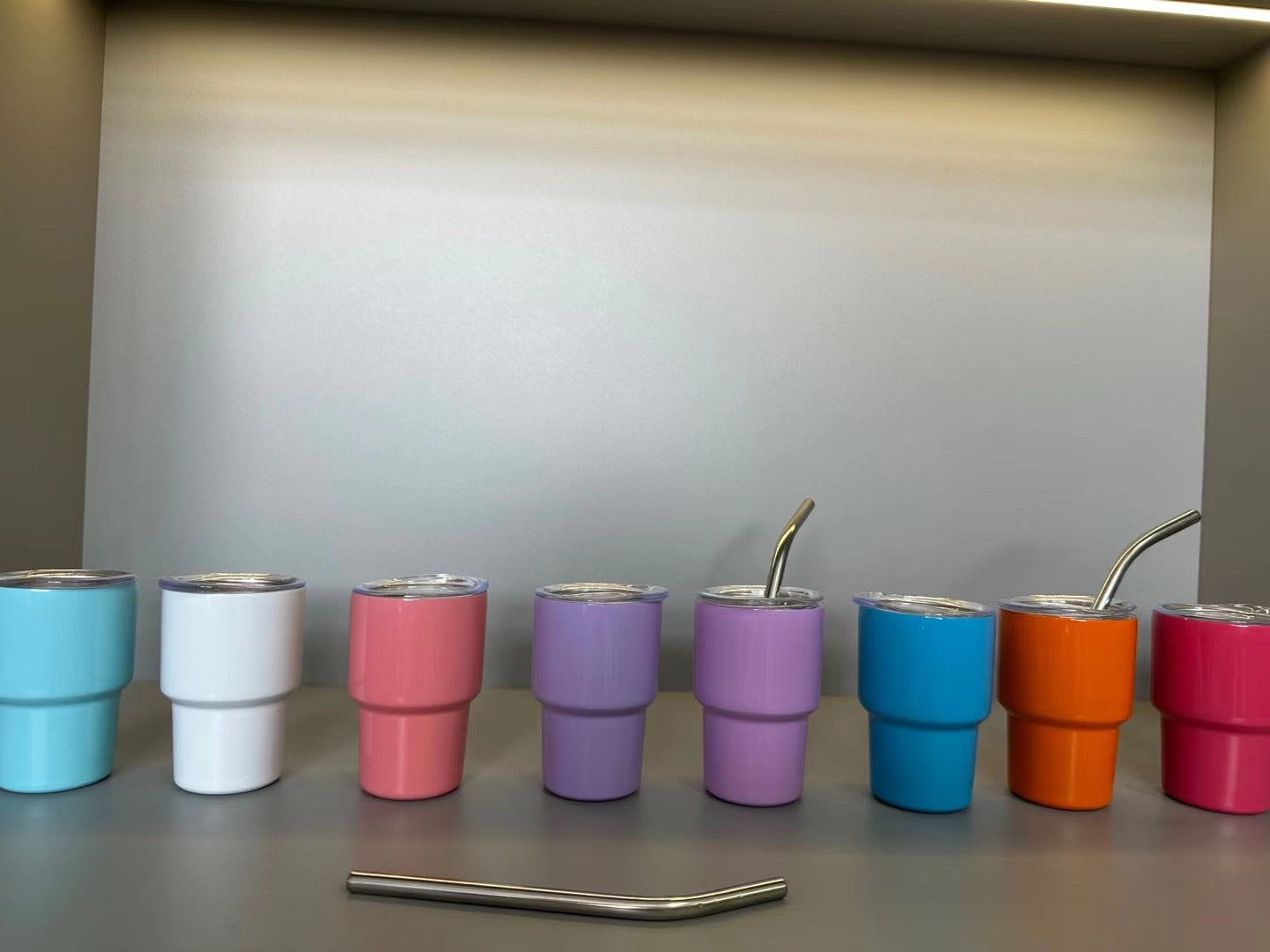 50pcs pack 2oz leopard laser shot glasses tumblers with Reusable Insulated Stainless Steel Tumbler with lids and Stainless Steel straws