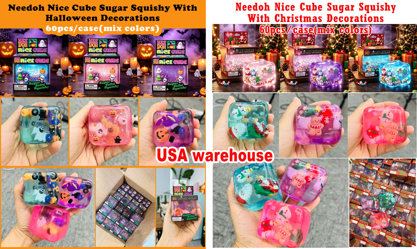 5.5cm Haloween NeeDoh Ice Cube Slow Rising Sensory Squeeze Toy Adults Fidget Toys-200pcs