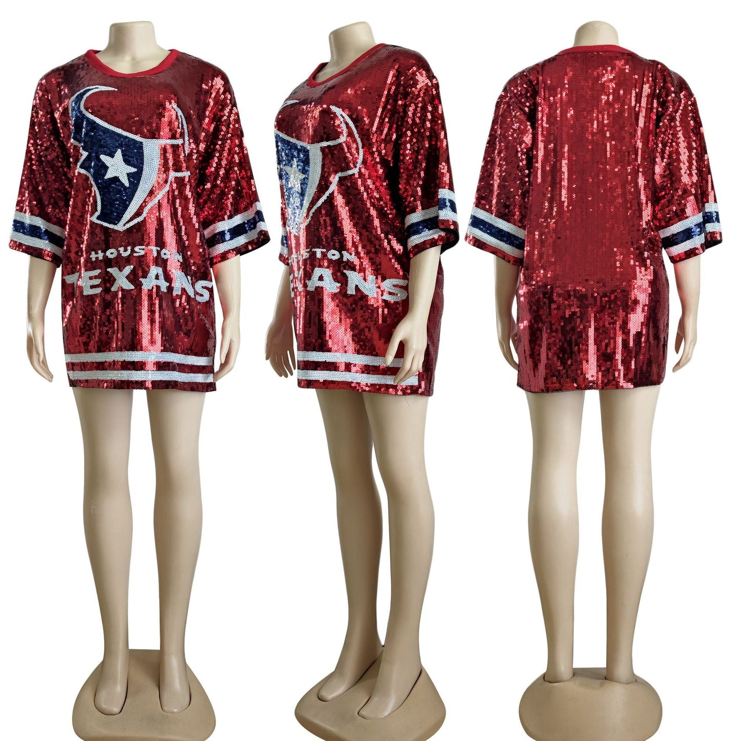 Wholesale Custom Football NFL team cowboys sequin jersey dress shirt womens casual sequin dress in stock