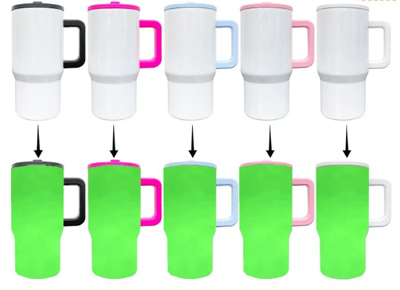 25pcs 20oz Leak Proof Straw Lids Glow in Dark White Sublimation Kids Handle Tumblers & 25pcs 20oz sublimation speaker tumblers glow in the dark  & 25pcs 32oz Owala style power coated tumblers