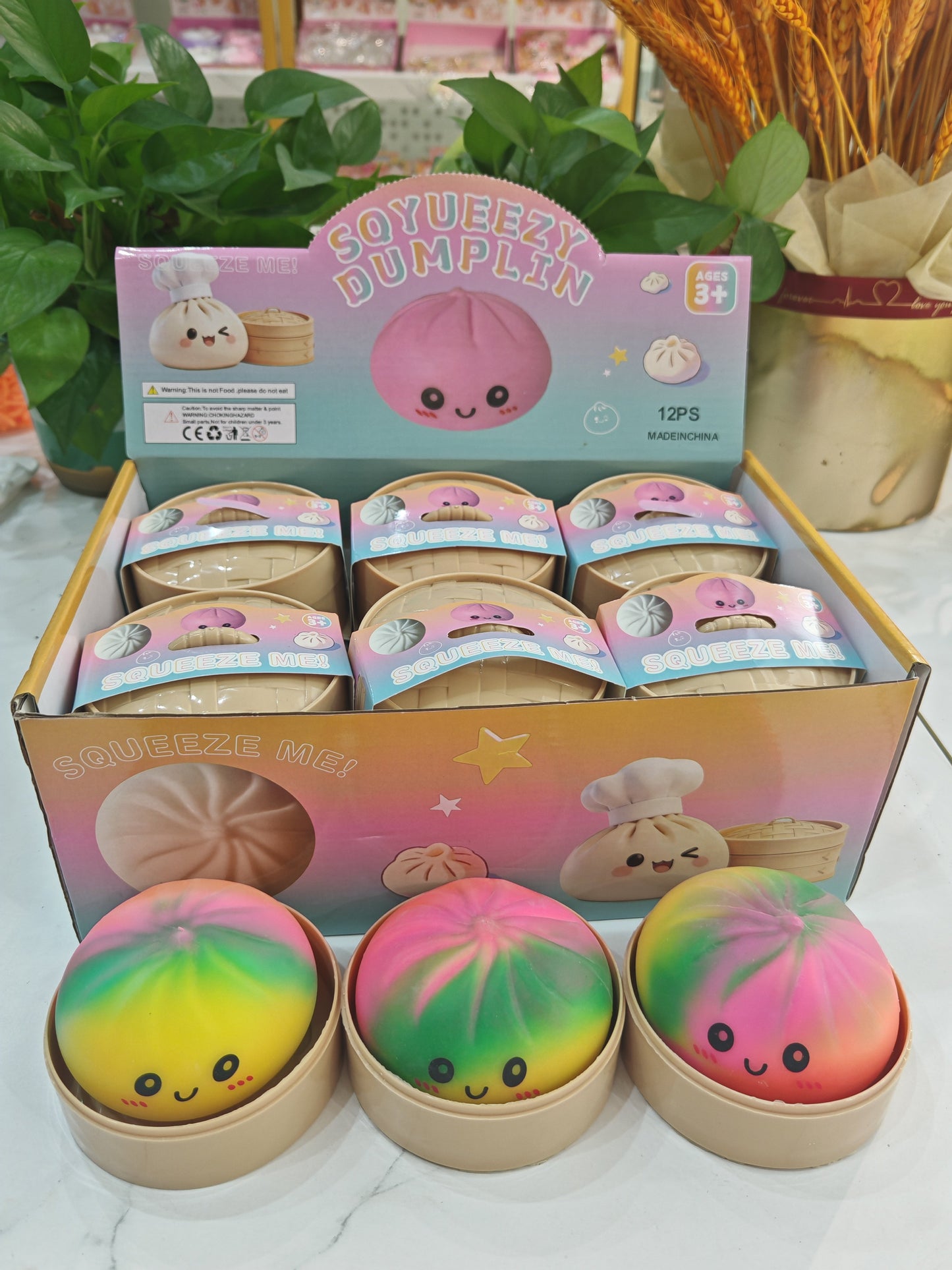 72pcs Pack 8.5cm New Color Soft Realistic Steamed Bun Glitter Dumpling Squishyy Toys Stress Relief Squishy Toys with Steamer-72pcs