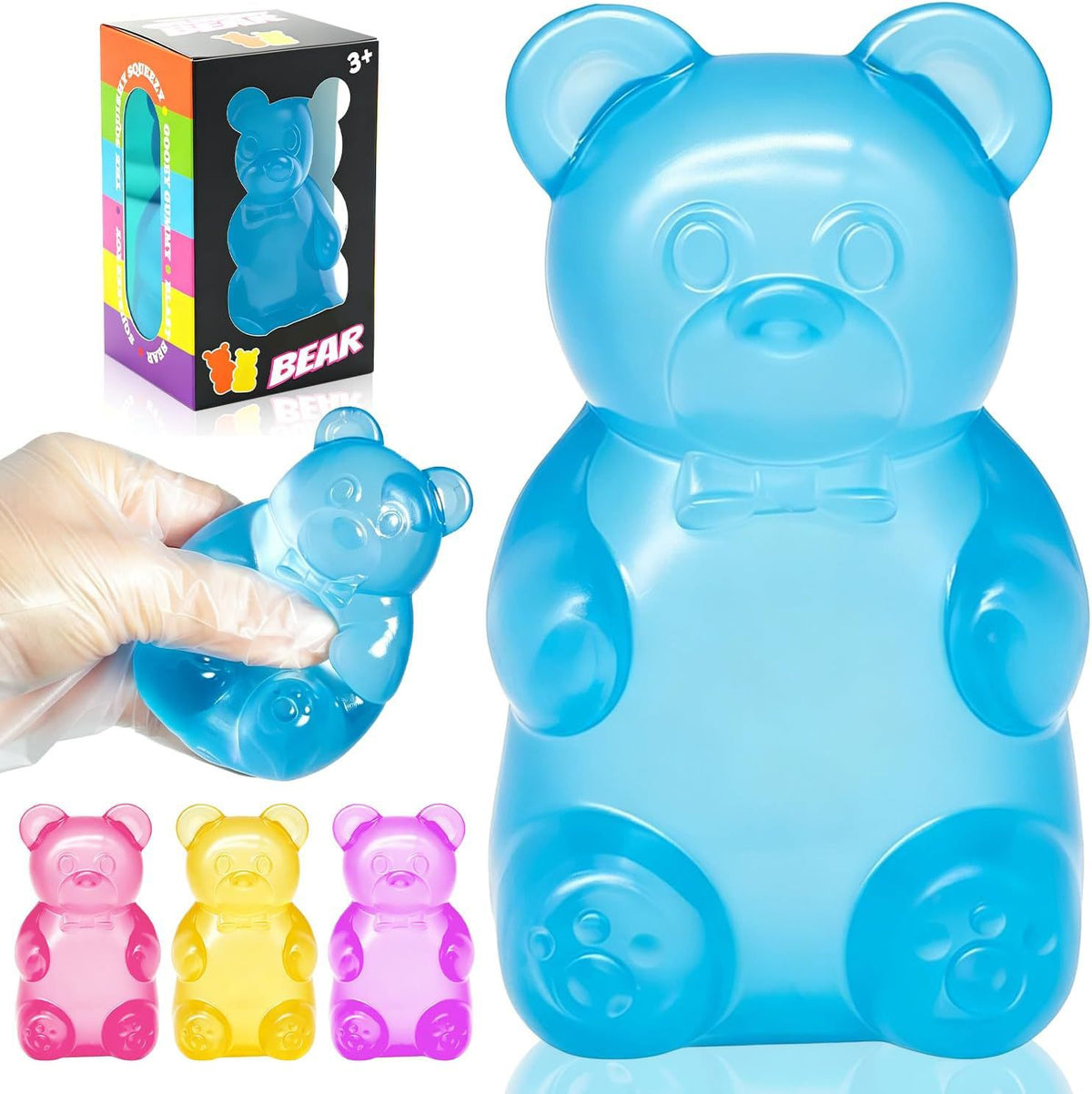 Bear Squishy Stress Sensory Fidget Stress Ball Soft High Density Slow Rising Jelly Gummy Bear Decompression Squeeze Squishy Toys-72pcs