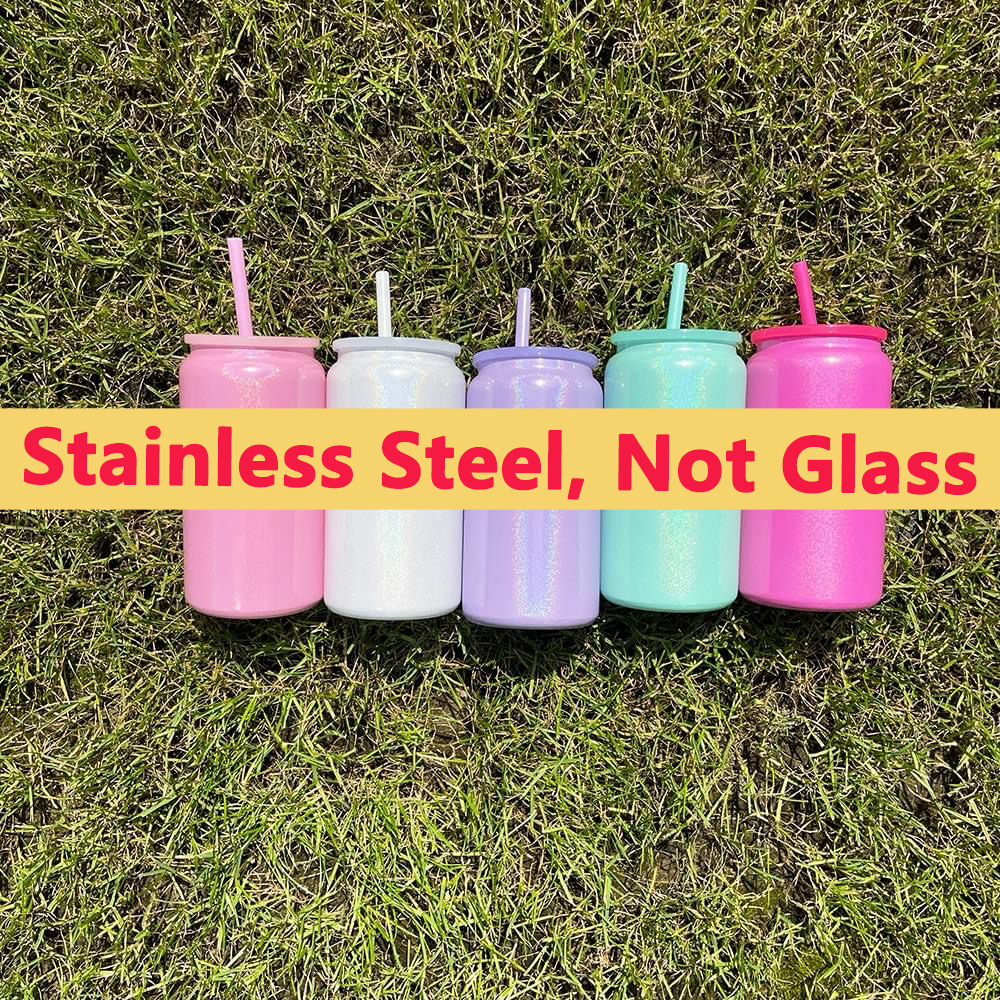 16oz rainbow iridescent glass cans for sublimation and uv dtf wraps