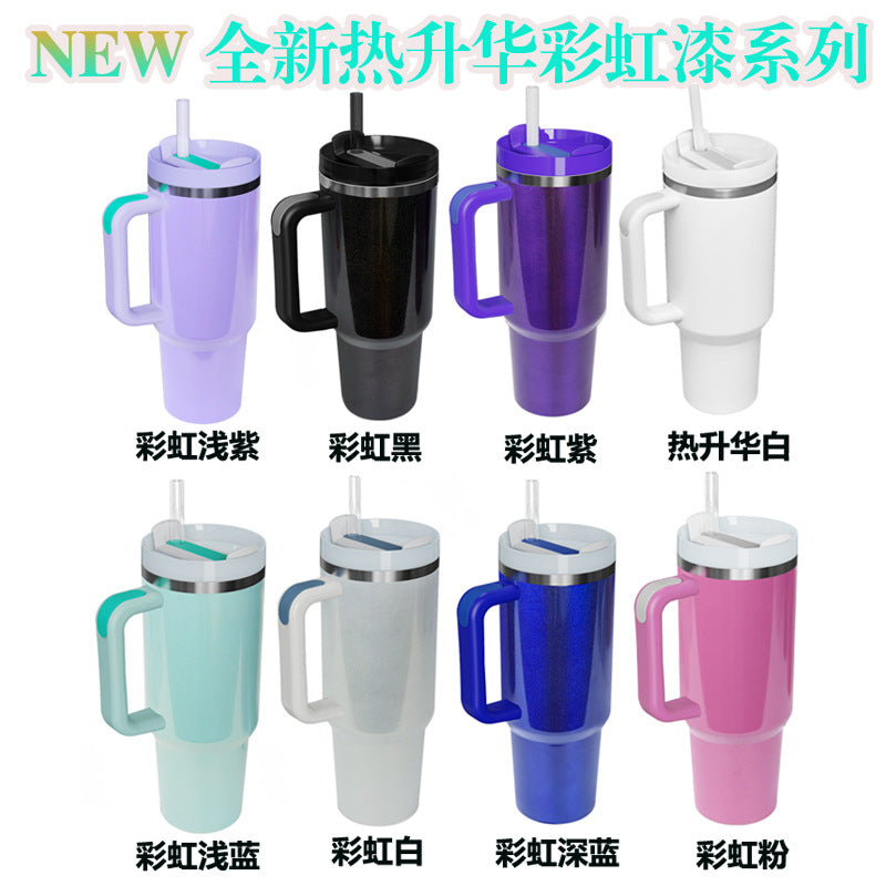 50pcs pack 30oz Stanley style Matte macaron colors flip straw school tumblers & 60pcs H2.0 sublimation shimmer 40oz travel mug