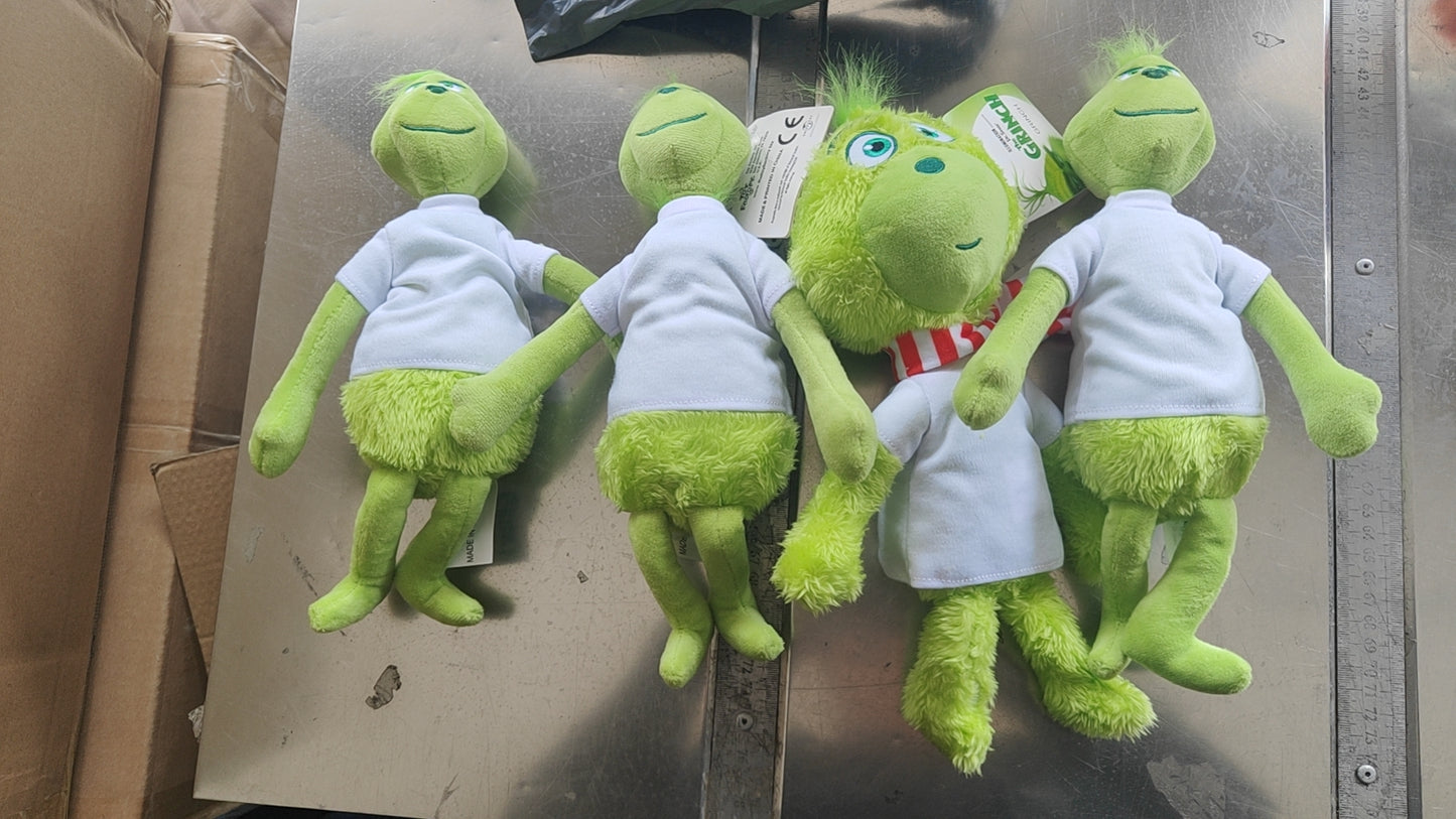 50pcs Christmas Grinch Plush Doll with Sublimation Tshirts