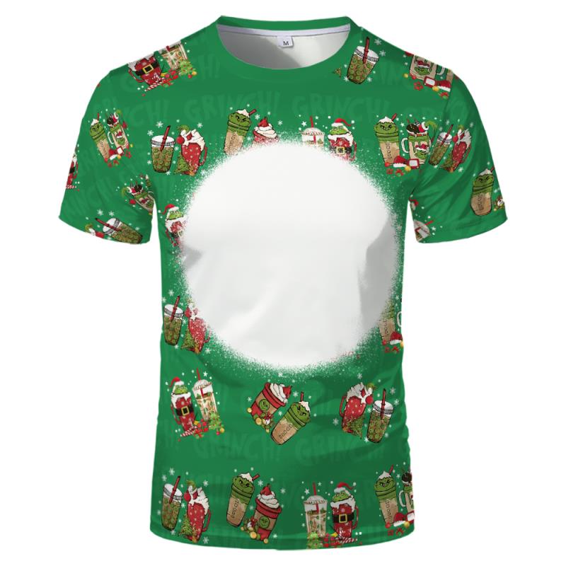 Grinch Print Bleach Shirts Sublimation Blank Bleach Tshirt