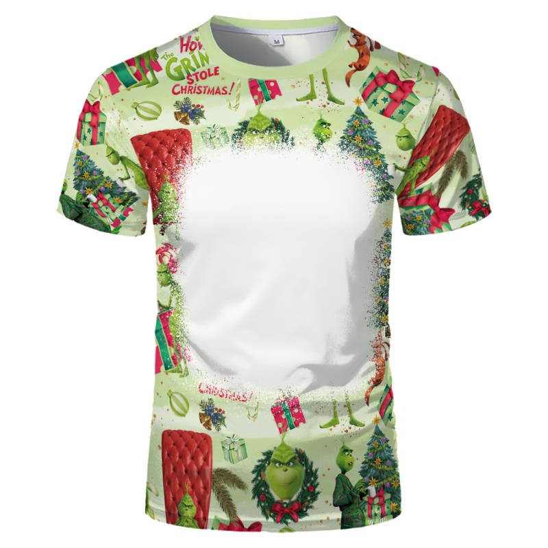 Grinch Print Bleach Shirts Sublimation Blank Bleach Tshirt