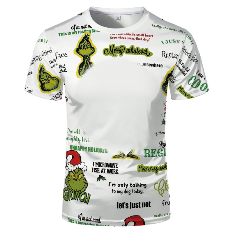 Grinch Print Bleach Shirts Sublimation Blank Bleach Tshirt