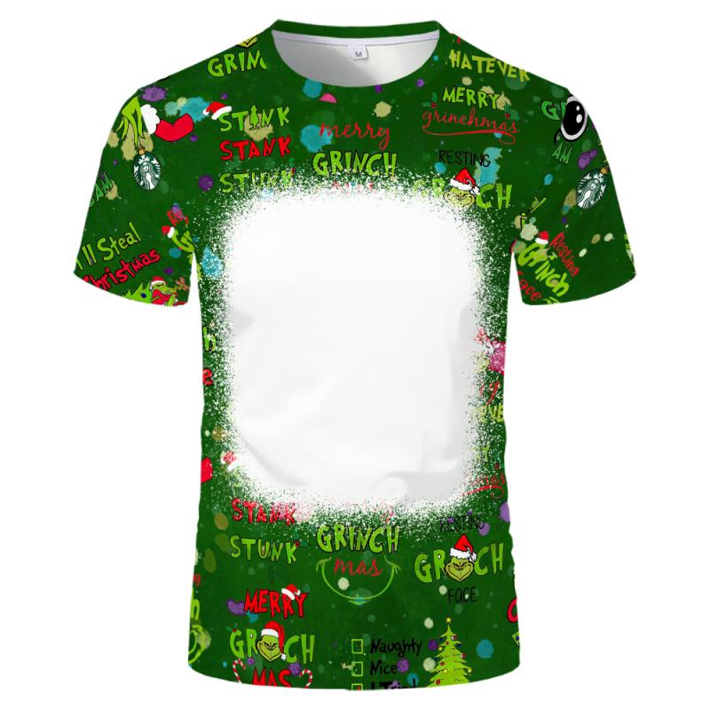 Grinch Print Bleach Shirts Sublimation Blank Bleach Tshirt