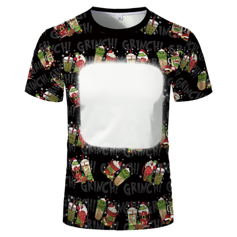 Grinch Print Bleach Shirts Sublimation Blank Bleach Tshirt