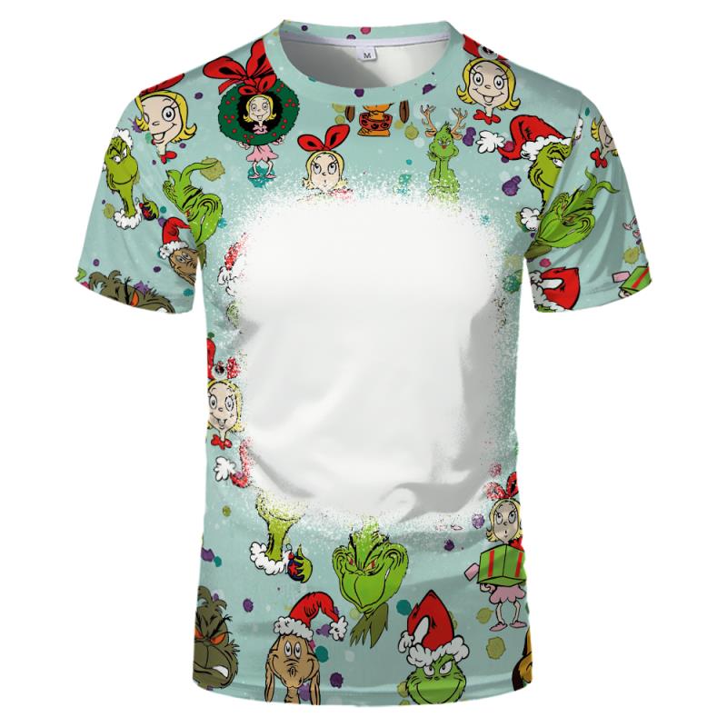 Grinch Print Bleach Shirts Sublimation Blank Bleach Tshirt