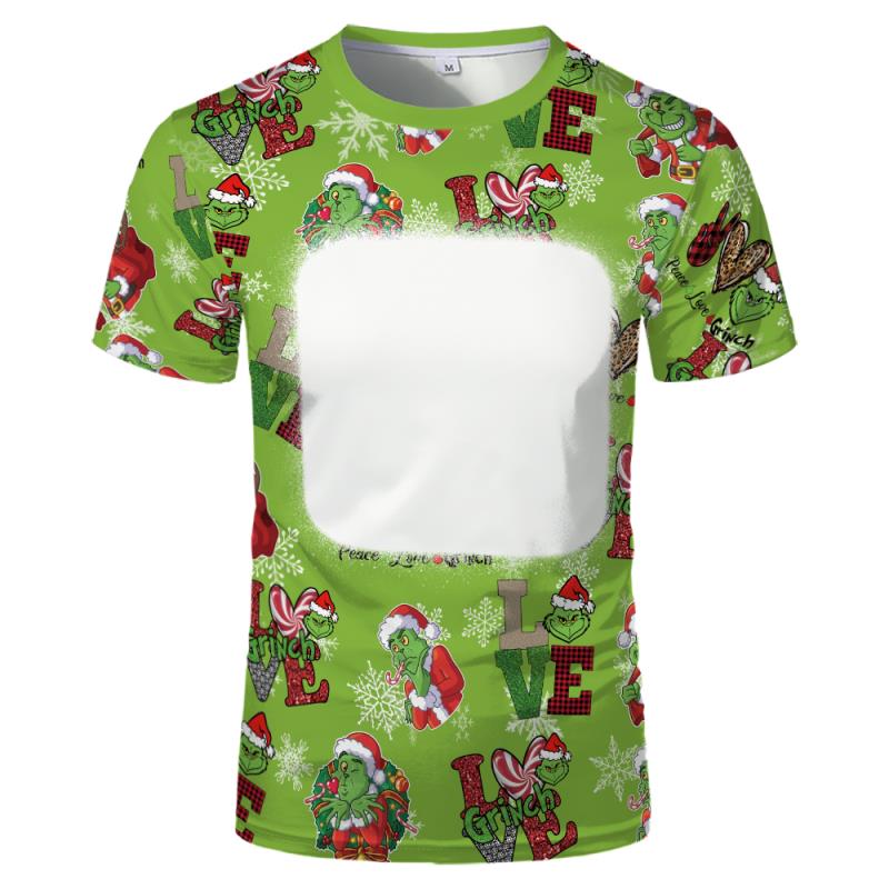 Grinch Print Bleach Shirts Sublimation Blank Bleach Tshirt