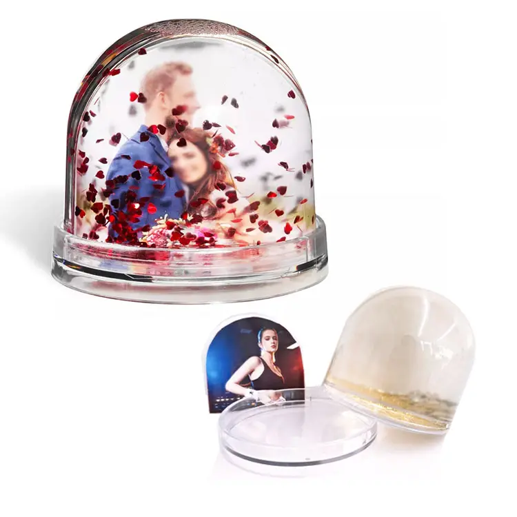 36pcs Customized Souvenir Picture Dome 80mm Plastic Picture Photo Frame Snow Globe with Photo Insert