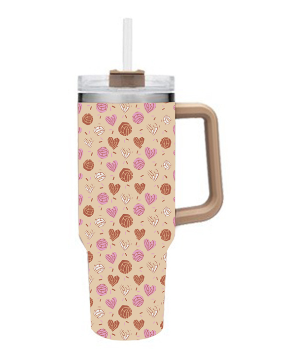 40oz Insulated Stainless Steel Tumbler with Handle and Straws