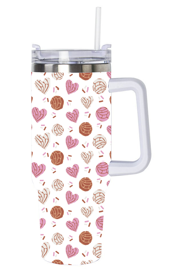 40oz Insulated Stainless Steel Tumbler with Handle and Straws