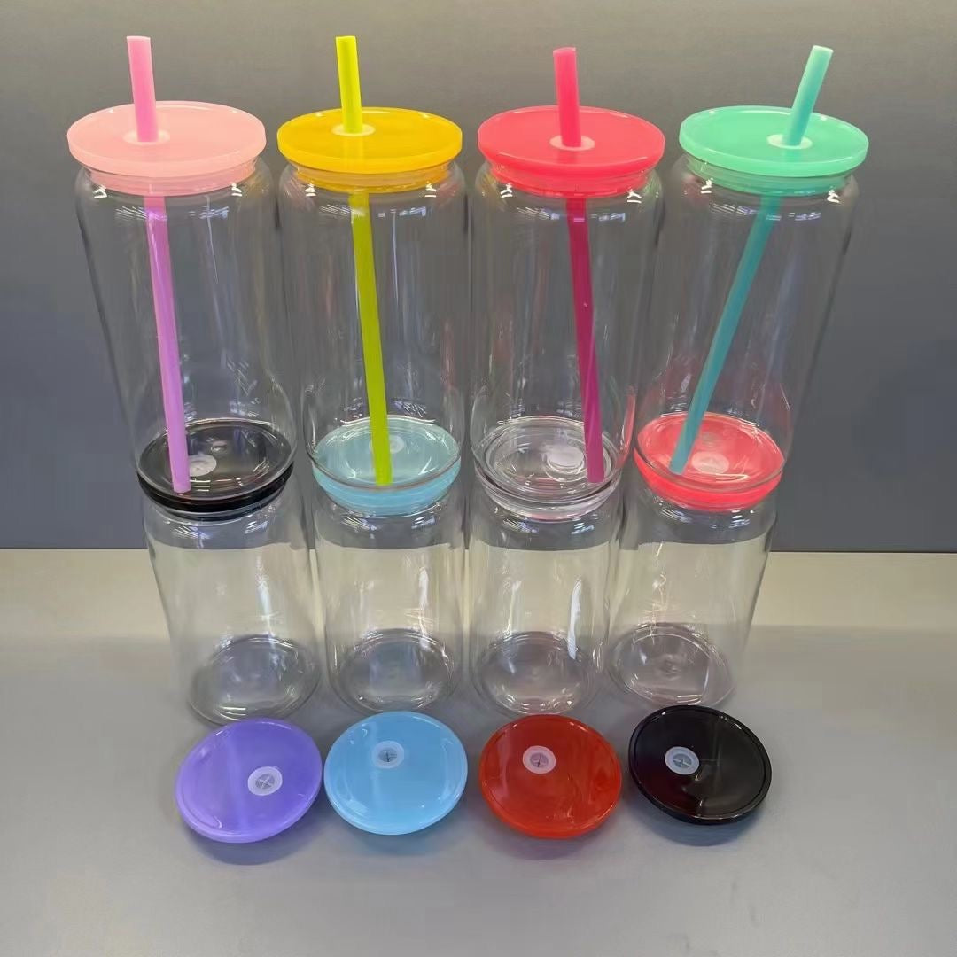 50pcs 16oz acrylic plastic can with straw for vinyl/uv dtf sticker same size as glass cans